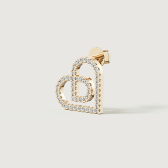 Love by Damas 18k Yellow Gold Diamond Heart Earrings