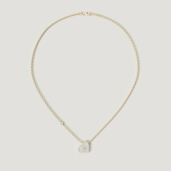 Love by Damas 18k Yellow Gold Diamond and Mother of Pearl Heart Necklace