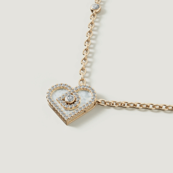 Love by Damas 18k Yellow Gold Diamond and Mother of Pearl Heart Necklace
