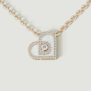 Love by Damas 18k Yellow Gold Diamond and Mother of Pearl Heart Necklace