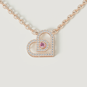 Love by Damas 18k Rose Gold Diamond and Ruby Heart Necklace