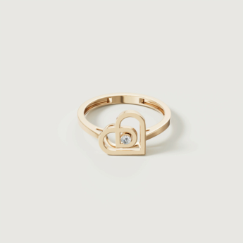 Love by Damas 18k Yellow Gold Diamond Heart Ring