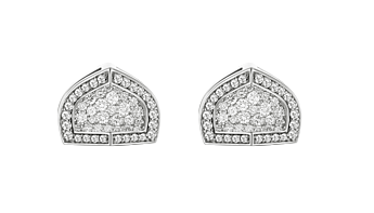 Dome Mosaic 18k White Gold Diamond Earrings