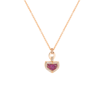 Dome Mosaic 18k Rose Gold Pink Sapphire and Diamond Necklace