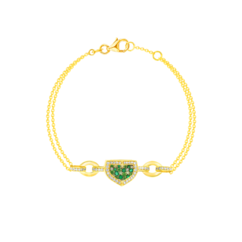 Dome Mosaic 18k Yellow Gold Peridot, Tsavorite, Emerald and Diamond Bracelet