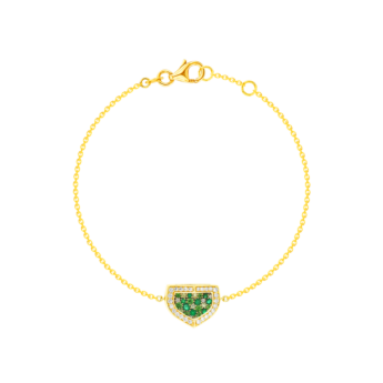 Dome Mosaic 18k Yellow Gold Peridot, Tsavorite, Emerald and Diamond Bracelet