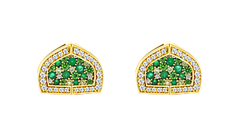 Dome Mosaic 18k Yellow Gold Peridot, Tsavorite, Emerald and Diamond Earrings