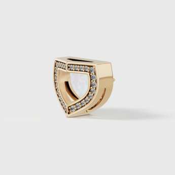 أقراط دوم آرت ديكو بالذهب الأصفر مع عرق اللؤلؤ والألماس