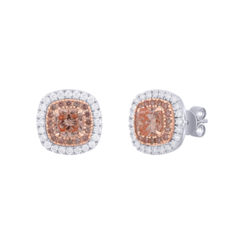 Gaia 1 Carat Lab Grown Fancy Intense Pink Cushion Cut Diamond Earrings