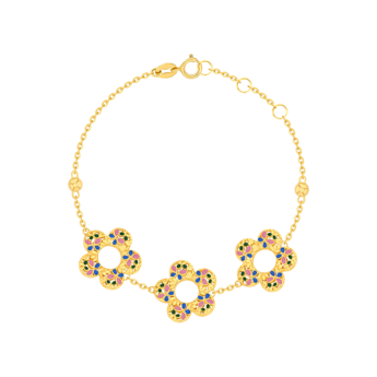 Farfasha Bloom Purple & Green Enamel Trio Motif Bracelet 