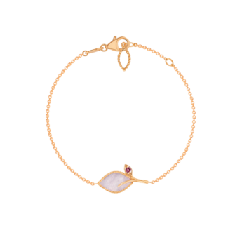 Farfasha Foglia 18K Rose Gold with Pink mother of Pearl and  PinkTourmaline Stone