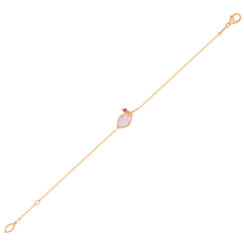 Farfasha Foglia 18K Rose Gold with Pink mother of Pearl and  PinkTourmaline Stone