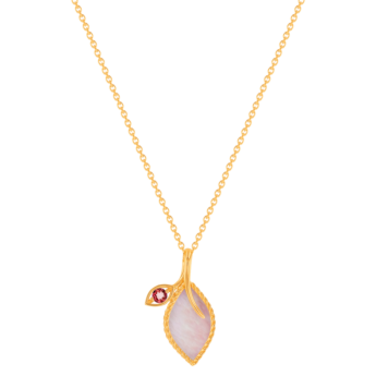 Farfasha Foglia 18K Rose Gold with Pink Mother of Pearl and  Pink Tourmaline Stone
