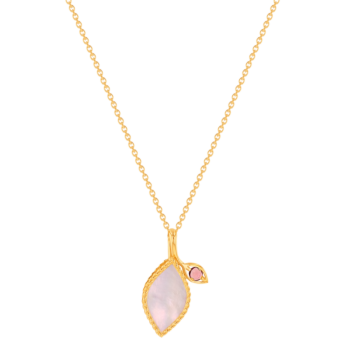 Farfasha Foglia 18K Rose Gold with Pink Mother of Pearl and  Pink Tourmaline Stone