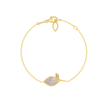 Farfasha Foglia 18K Yellow Gold with White Mother of Pearl and Lemon Quarts Stone