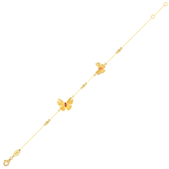 Farfasha Sunkiss Two Butterfly Bracelet in 18K Yellow Gold and Pink Tourmaline