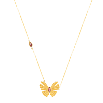 Farfasha Sunkiss Butterfly Necklace in 18K Yellow Gold and Pink Tourmaline