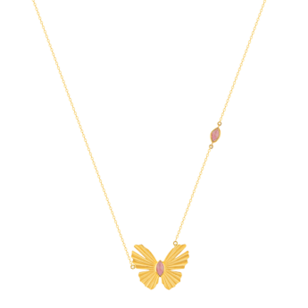 Farfasha Sunkiss Butterfly Necklace in 18K Yellow Gold and Pink Tourmaline