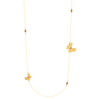 Farfasha Sunkiss Butterfly Tin Cup Necklace in 18K Yellow Gold and Pink Tourmaline