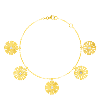 خلخال فرفشة سنكس أفراج ديزي متعدد الزخارف من الذهب الأصفر عيار 18 قيراطًا