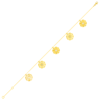 خلخال فرفشة سنكس أفراج ديزي متعدد الزخارف من الذهب الأصفر عيار 18 قيراطًا