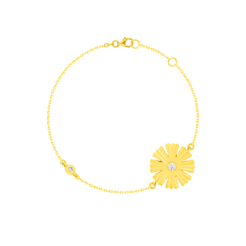 Farfasha Sunkiss Arfaj Daisy سوار كبير مزدوج الجوانب مزين بصدف وألماس من الذهب الأصفر عيار 18 قيراط