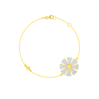 Farfasha Sunkiss Arfaj Daisy سوار كبير مزدوج الجوانب مزين بصدف وألماس من الذهب الأصفر عيار 18 قيراط