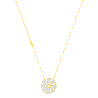 Farfash SunKiss Arfaj Daisy Necklace With Diamond And Mother Of Pearl In 18K Yellow Gold