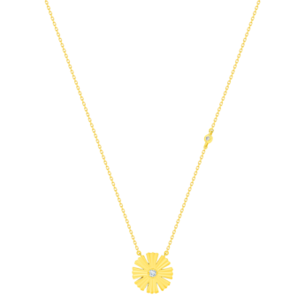Farfash SunKiss Afraj Diasy Necklace with Diamond and Mother Of Pearl in 18K Yellow Gold 