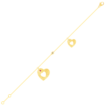 Farfasha Sunkiss Hearts Bracelet In 18K Yellow Gold And Studded With Ruby and Diamond