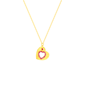 Farfasha Sunkiss Hearts Necklace In 18K Yellow Gold And Studded With Ruby
