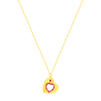 Farfasha Sunkiss Hearts Necklace In 18K Yellow Gold And Studded With Ruby
