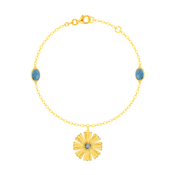 Farfasha Sunkiss Garden 18k Yellow Gold Anklet with London Blue Topaz and Blue Topaz