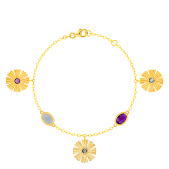 Farfasha Sunkiss Garden 18k Yellow Gold Anklet with Amethyst and Blue Topaz