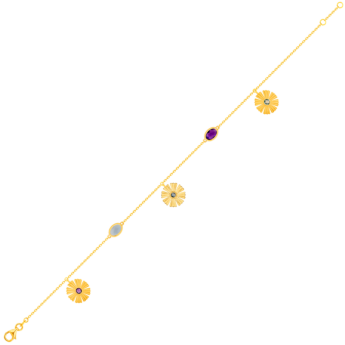 Farfasha Sunkiss Garden 18k Yellow Gold Anklet with Amethyst and Blue Topaz