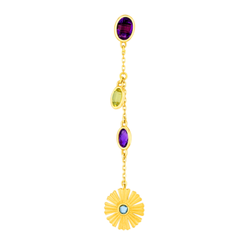 Farfasha Sunkiss Garden 18k Yellow Gold Earrings with Amethyst, London Blue Topaz, Blue Topaz and Lemon Quartz