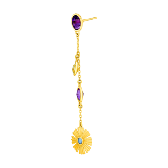 Farfasha Sunkiss Garden 18k Yellow Gold Earrings with Amethyst, London Blue Topaz, Blue Topaz and Lemon Quartz