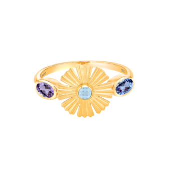 Farfasha Sunkiss Garden 18k Yellow Gold Ring with Amethyst and London Blue Topaz