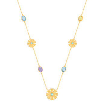 Farfasha Sunkiss Garden 18k Yellow Gold Choker Necklace with Amethyst,Blue Topaz and Lemon Quartz