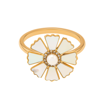Farfasha Sunkiss Yellow Gold Ring with Pearl, Mother of Pearl and Diamond