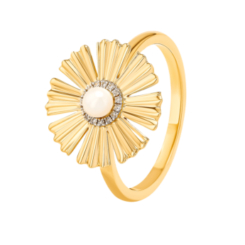 Farfasha Sunkiss Yellow Gold Ring with Pearl and Diamond