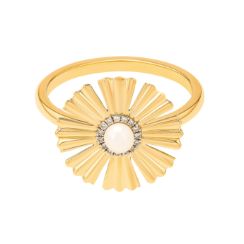 Farfasha Sunkiss Yellow Gold Ring with Pearl and Diamond
