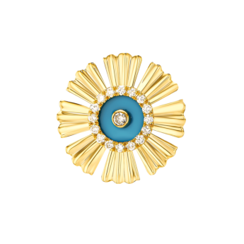 Farfasha Sunkiss Yellow Gold Earrings with Turquoise and Diamond