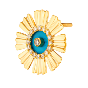 Farfasha Sunkiss Yellow Gold Earrings with Turquoise and Diamond