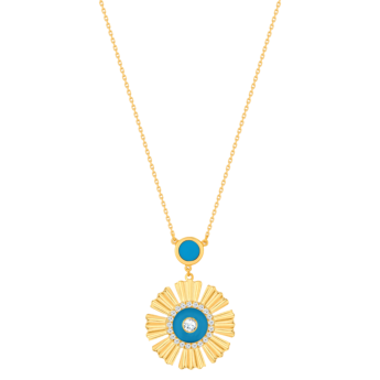 Farfasha Sunkiss Yellow Gold Necklace with Turquoise and Diamond