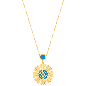 Farfasha Sunkiss Yellow Gold Necklace with Turquoise and Diamond