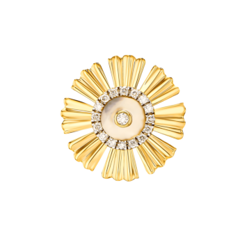 Farfasha Sunkiss Yellow Gold Earrings with Mother of Pearl and Diamond