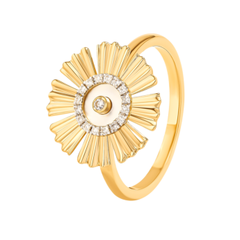 Farfasha Sunkiss Yellow Gold Ring with Mother of Pearl and Diamond