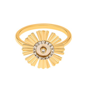 Farfasha Sunkiss Yellow Gold Ring with Mother of Pearl and Diamond