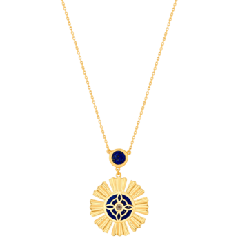 Farfasha Sunkiss Yellow Gold Necklace with Lapis Lazuli and Diamond